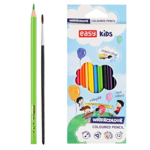 WATERCOLOUR COLOURED PENCILS | 12 colours | with a brush