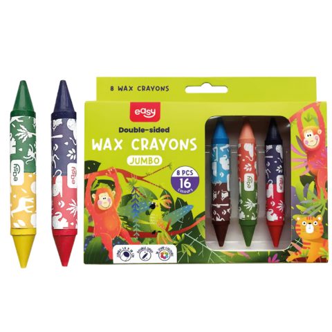 WAX CRAYONS | round | jumbo | double-sided | 16 colors