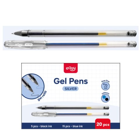 SILVER | Długopis klasyczny | żelowy | końcówka igłowa | 2 kolory